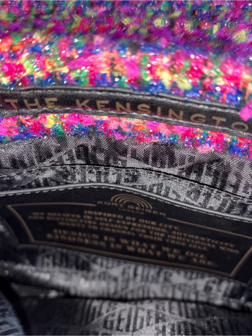 Kurt Geiger Kids' Multicolor Tweed Large Bag with Pink Hardware - Picture 8 of 10